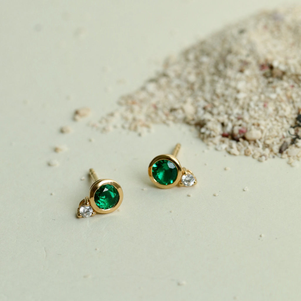 birthstone gemstone earrings ruby garnet citrine pearl studs gold emerald