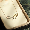 Diamond interlock paperclip Necklace gold 10K graduated