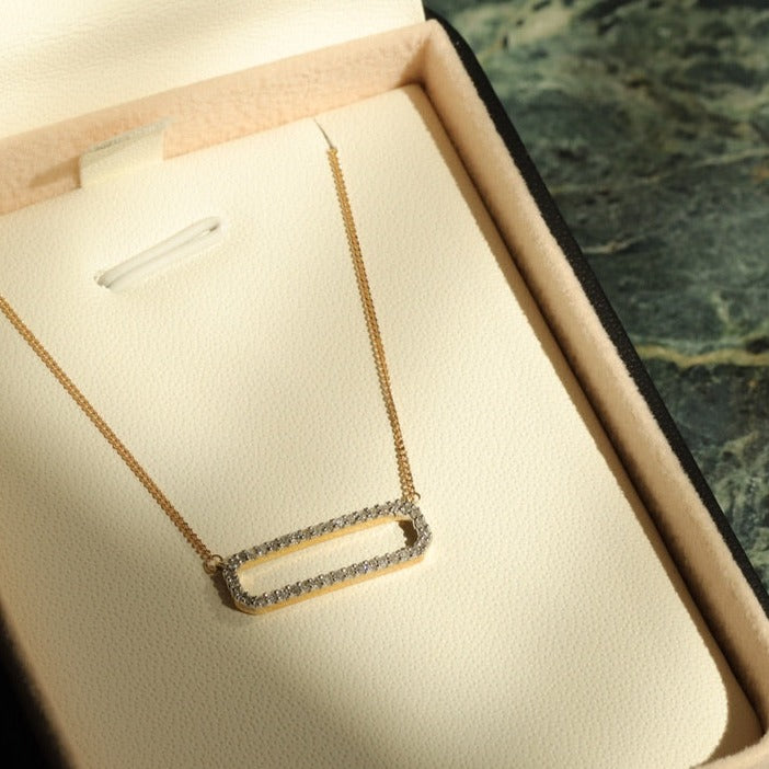 diamond paperclip pendant necklace 10k gold mother's day valentines gift