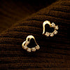 heart earrings studs gold cz