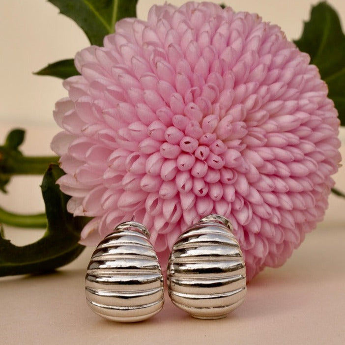 silver statement studs earrings ripple