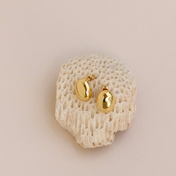 pebble stud earrings gold dome statement