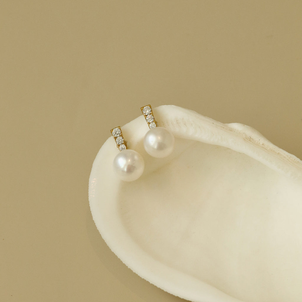 pearl studs hoop dangle earring bridal gold silver