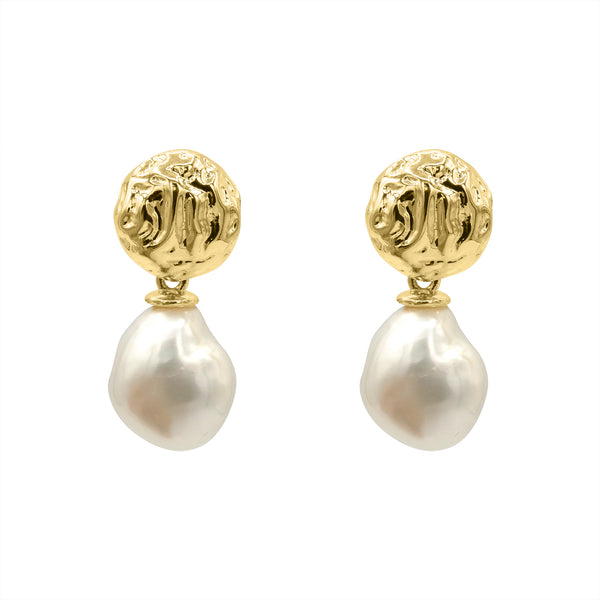 Santorini Pearl Dangle Studs