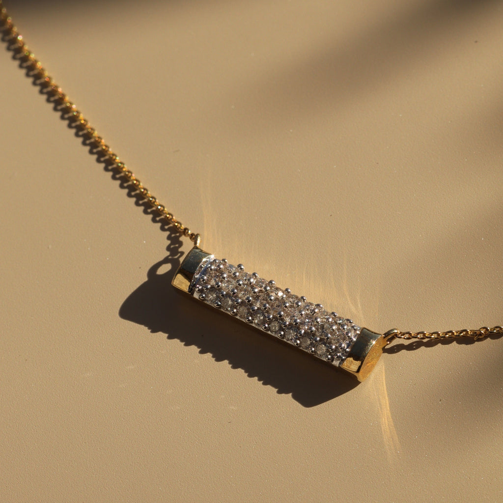 diamond bar pendant necklace 10k gold mother's day valentines gift