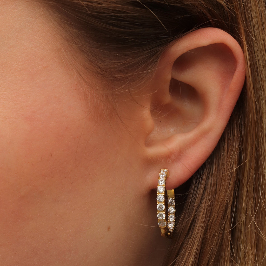 diamond hoops cz gold silver shimmer