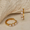 pearl huggies gold cz diamond