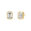 white topaz bezel studs gold earrings bezel