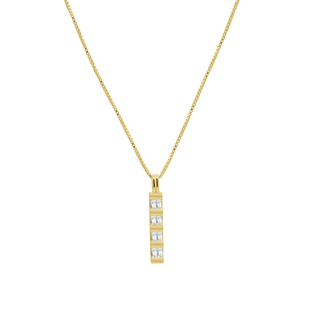 bezel bar pendant dangle charm gold white topaz diamond