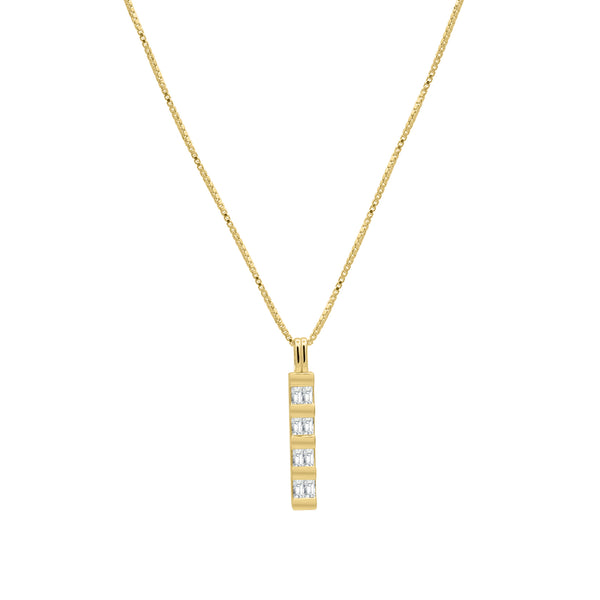 bezel bar pendant dangle charm gold white topaz diamond