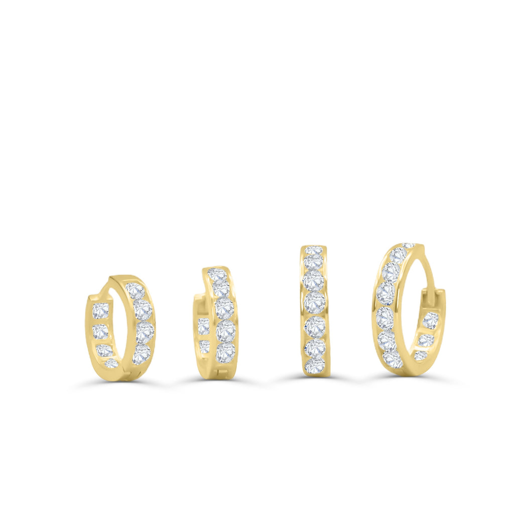 cz huggies hoops gold diamonds 10k