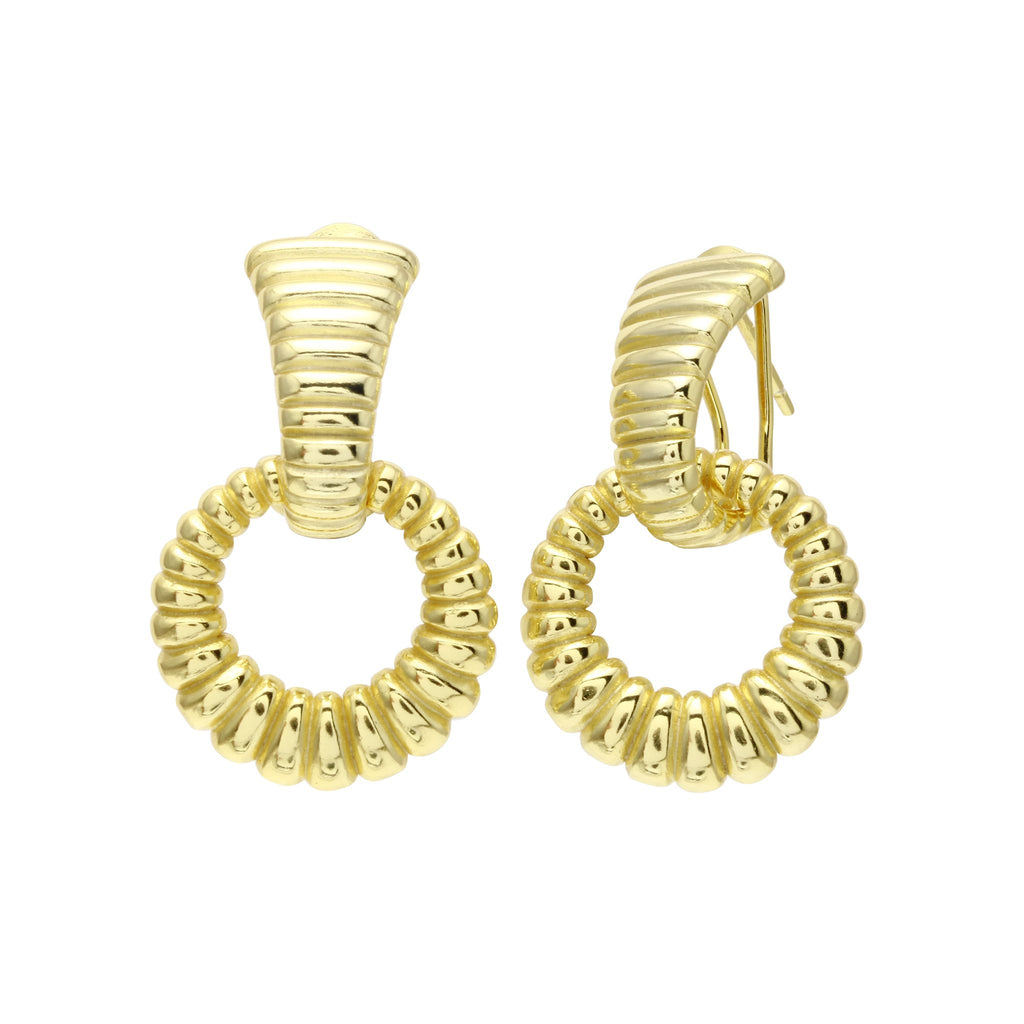 ripple statement studs dangle gold earrings