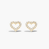 pave gold heart studs earrings diamond