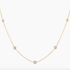 bezel cz diamond gold necklace station