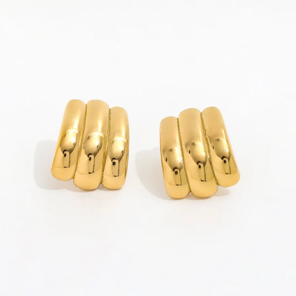 gold hoop stud hollow statement earrings