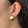 gold hoop stud hollow statement earrings