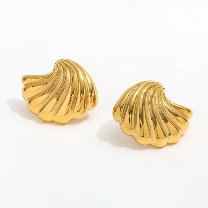 gold hoop stud hollow statement earrings