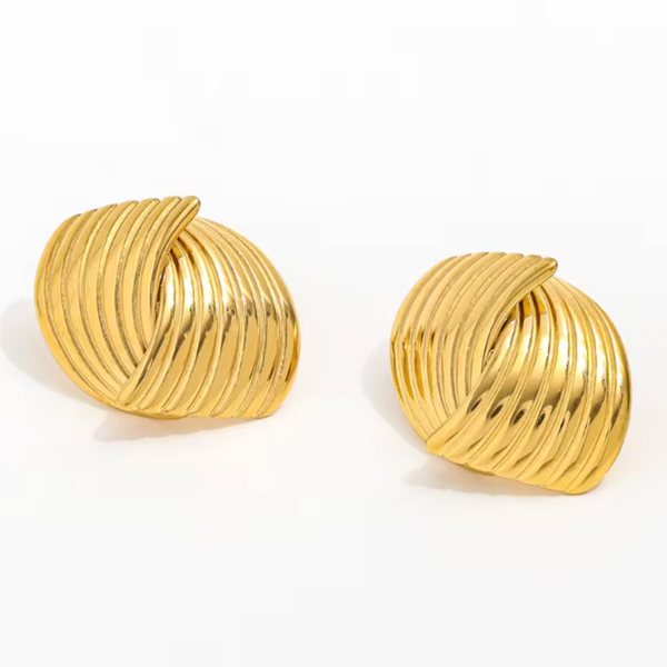 gold hoop stud hollow statement earrings