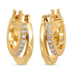 double hoop gold cz white earrings