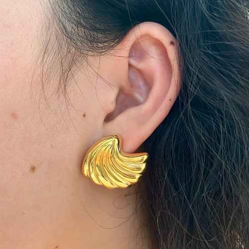 gold hoop stud hollow statement earrings