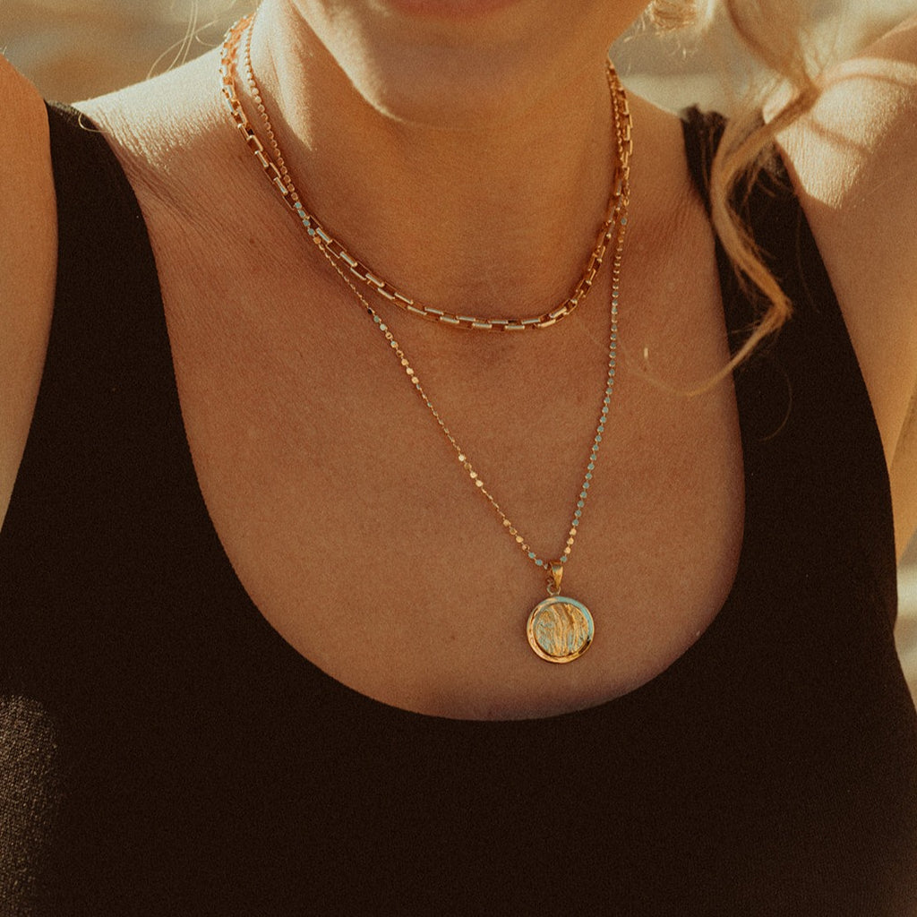 box chain necklace gold filled staple