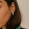 double cz white earring, round and radiant cut georgian stud bezel