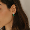 emerald cz double white green georgian earrings