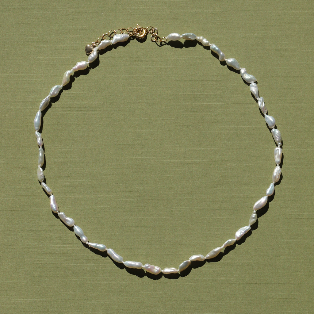 mixed size pearl necklace keshi freshwater