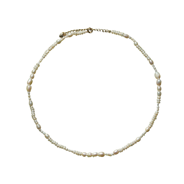 pearl mixed size freshwater necklace summer gold