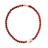 red agate beaded necklace pearl asymmetrical