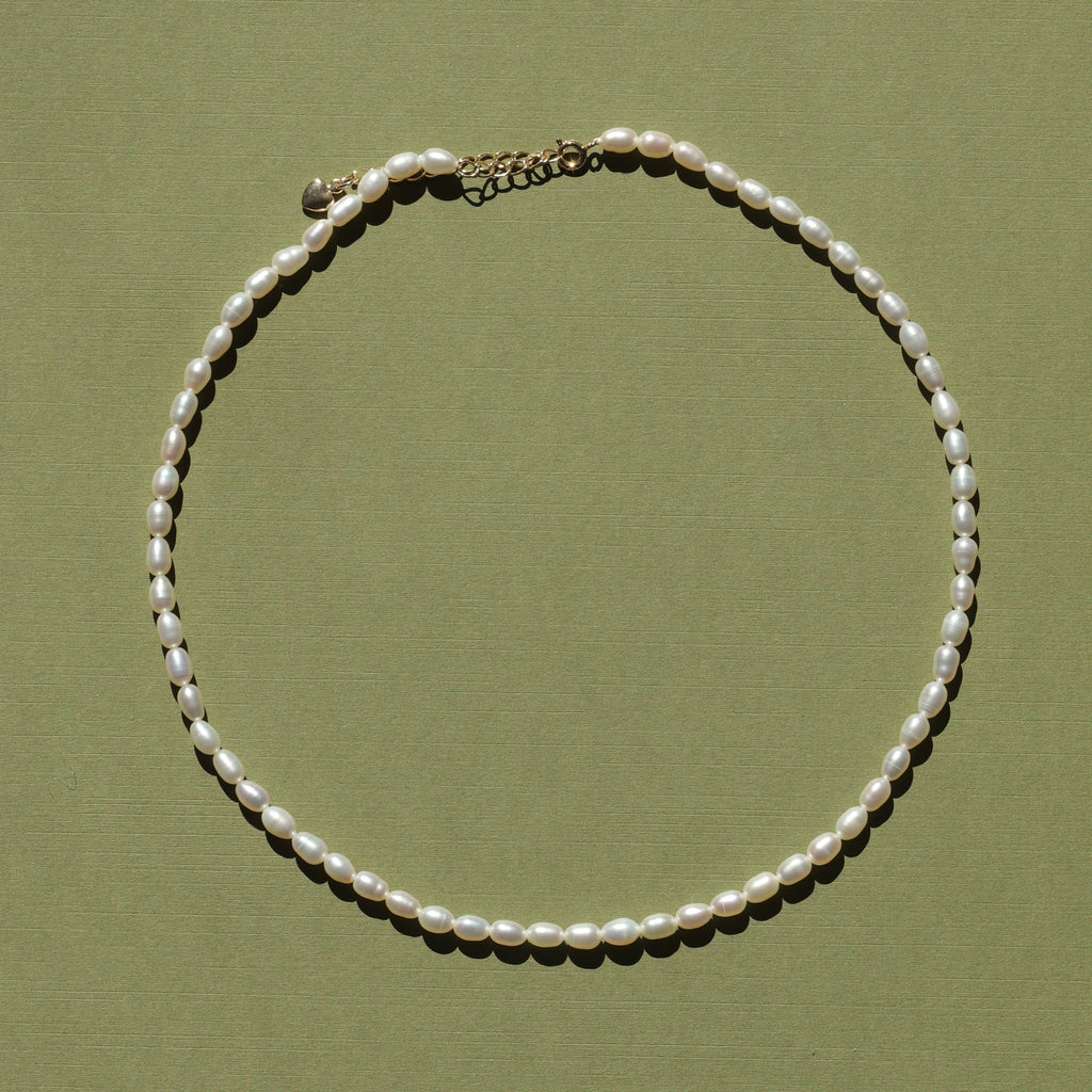 rice bead pearl necklace freshwater 6mm