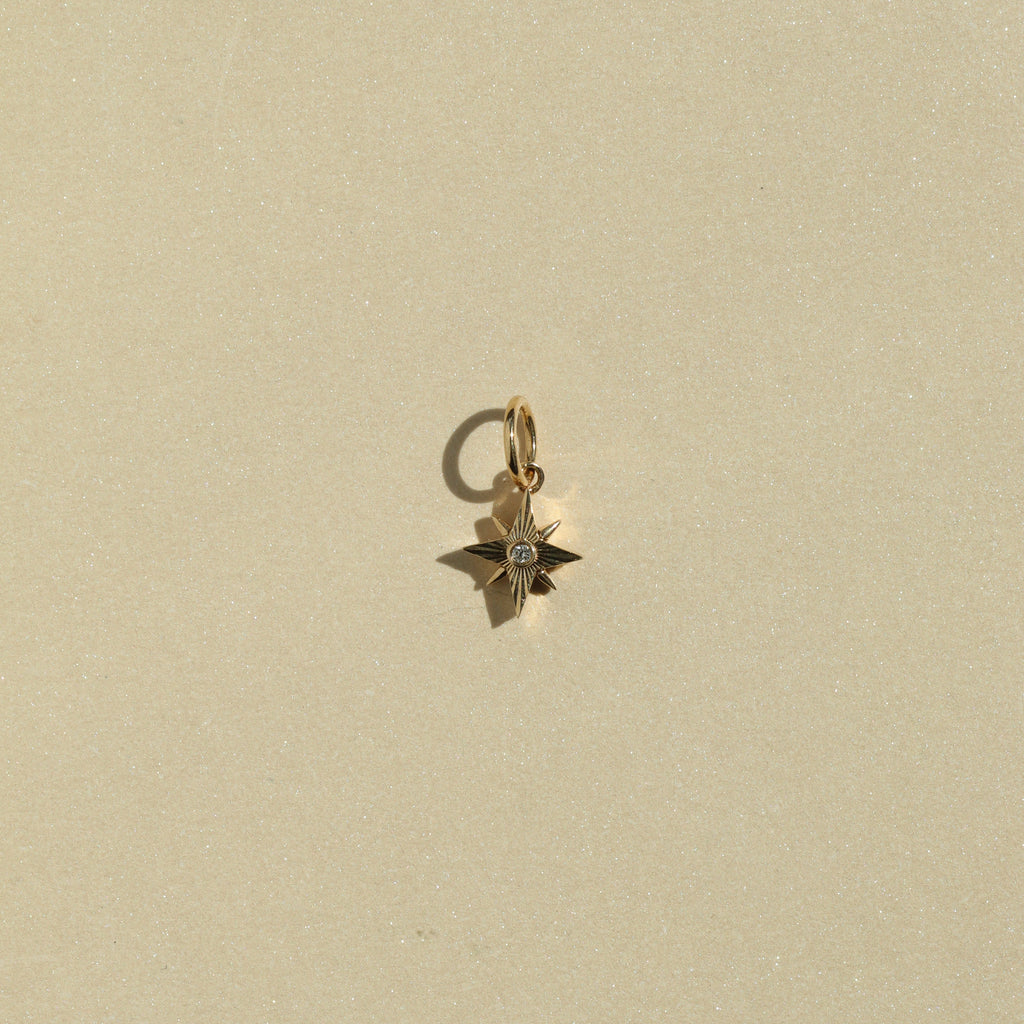 star diamond charm 14k gold