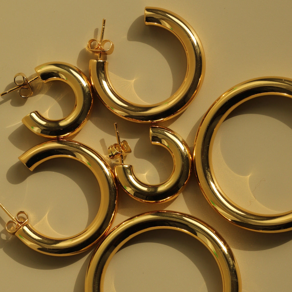 chunky gold hoops tube trendy