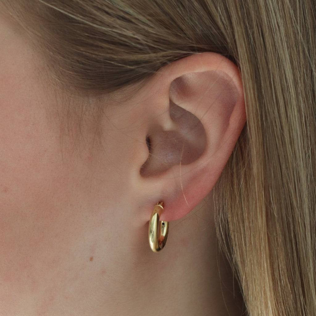 gold chubby chunky hoops huggies earrings