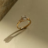 diamond oval engagement ring gold yellow trio pear