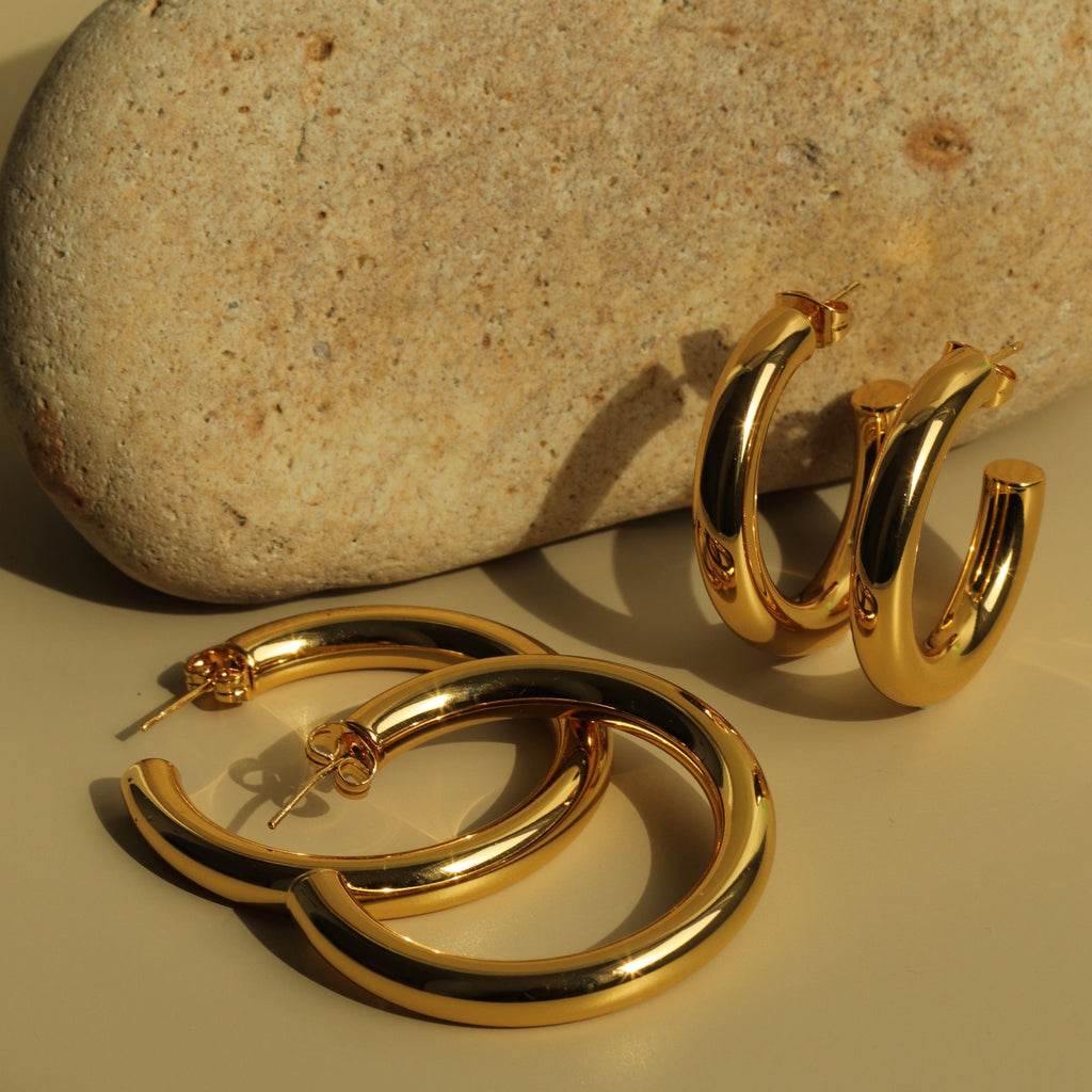 chunky gold hoops tube trendy