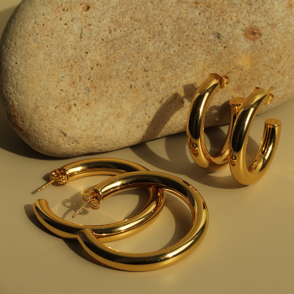 chunky gold hoops tube trendy