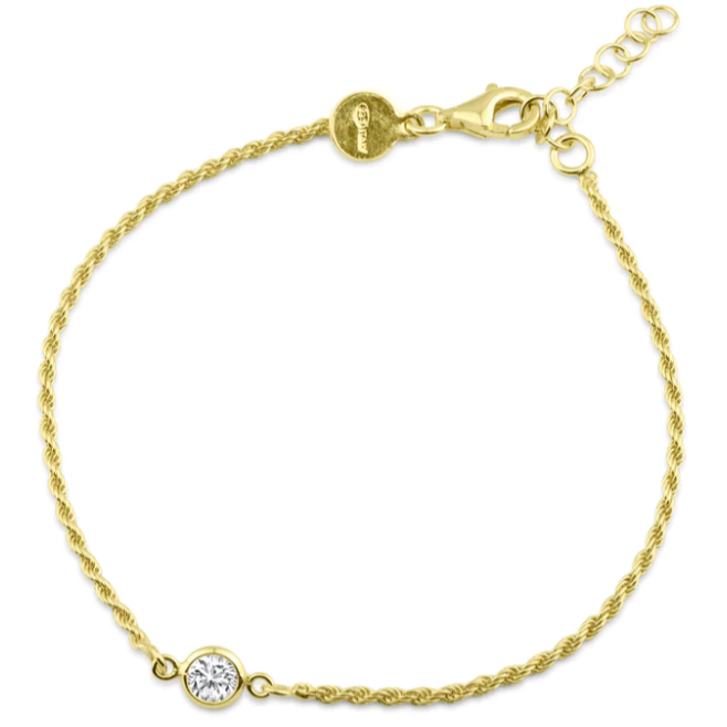 solitaire bracelet cz gold